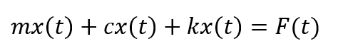 Standard SDOF model with mass m, damping c, and stiffness k, subject to a forcing function F(t)