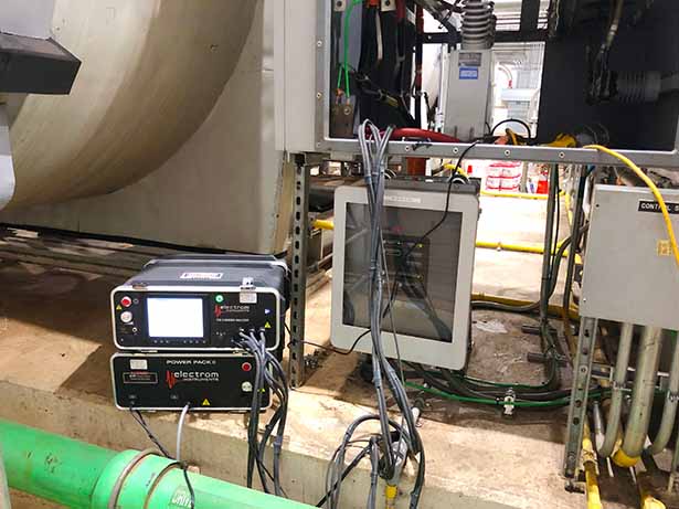 Surge comparison test of 13.8 kV synchronous motor at the connection box with booster pack.