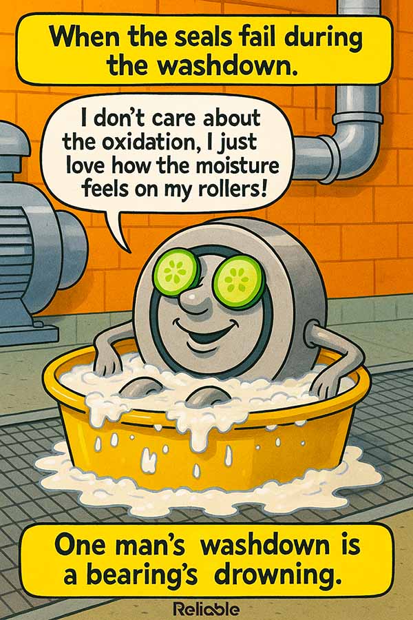 Washdown Procedures destroy bearings seal integrity